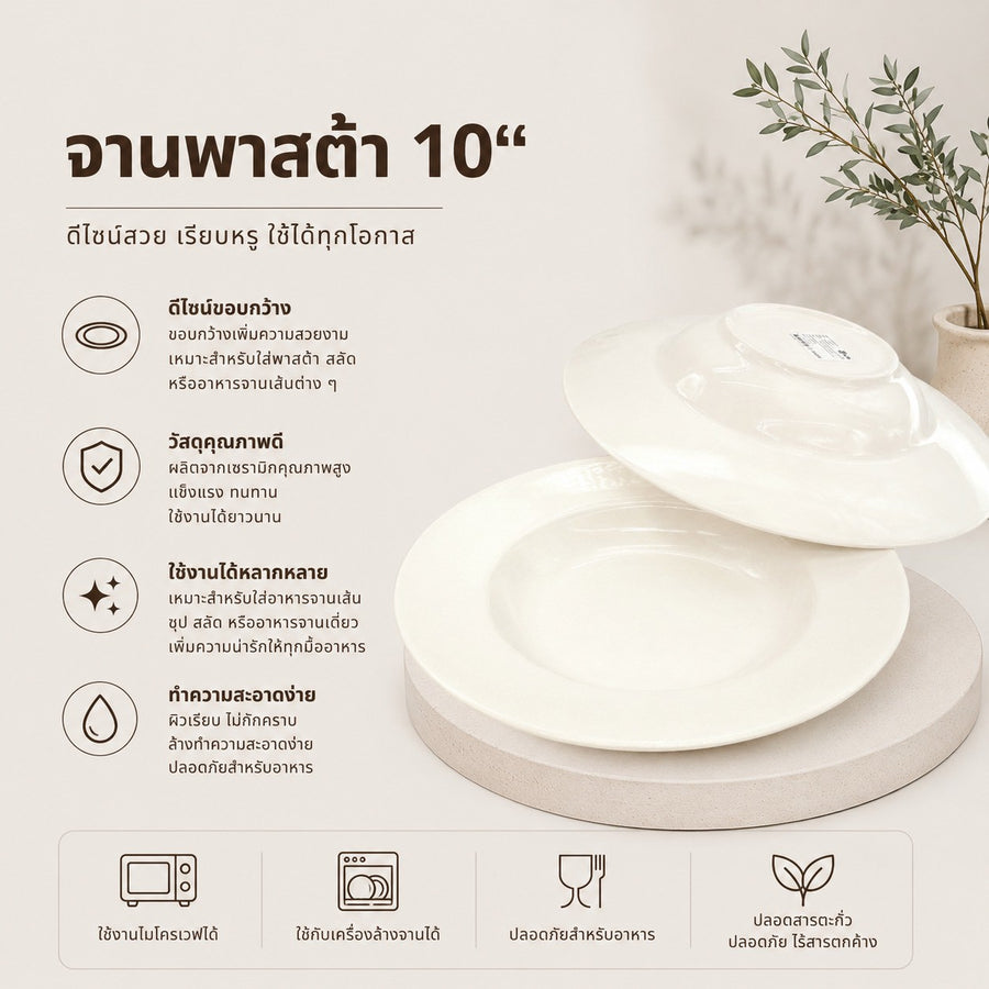 จานพาสต้า 10 นิ้ว