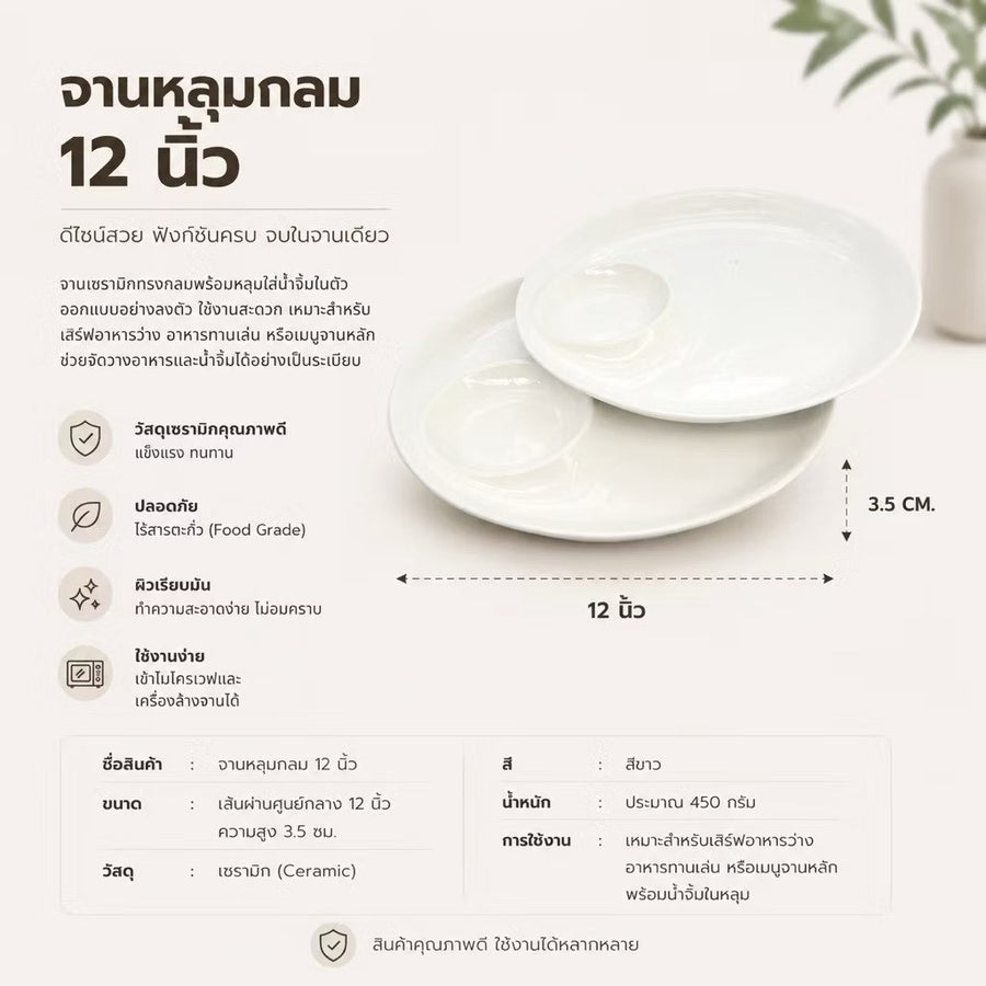 จานหลุมกลม 12 นิ้ว