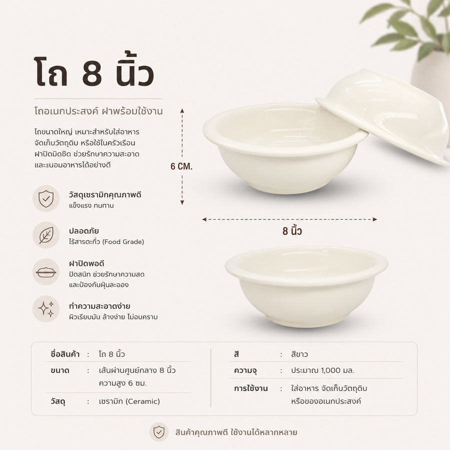 โถ 8 นิ้ว